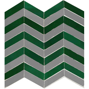 Mosaic House Moroccan tile Lilas XL 24-27 Sea Green Dark Gray  zellige, mosaic, zellij, field, pattern, glaze, zigzag, simple 